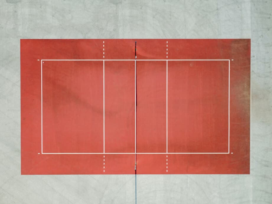 a top down view of volleyball court