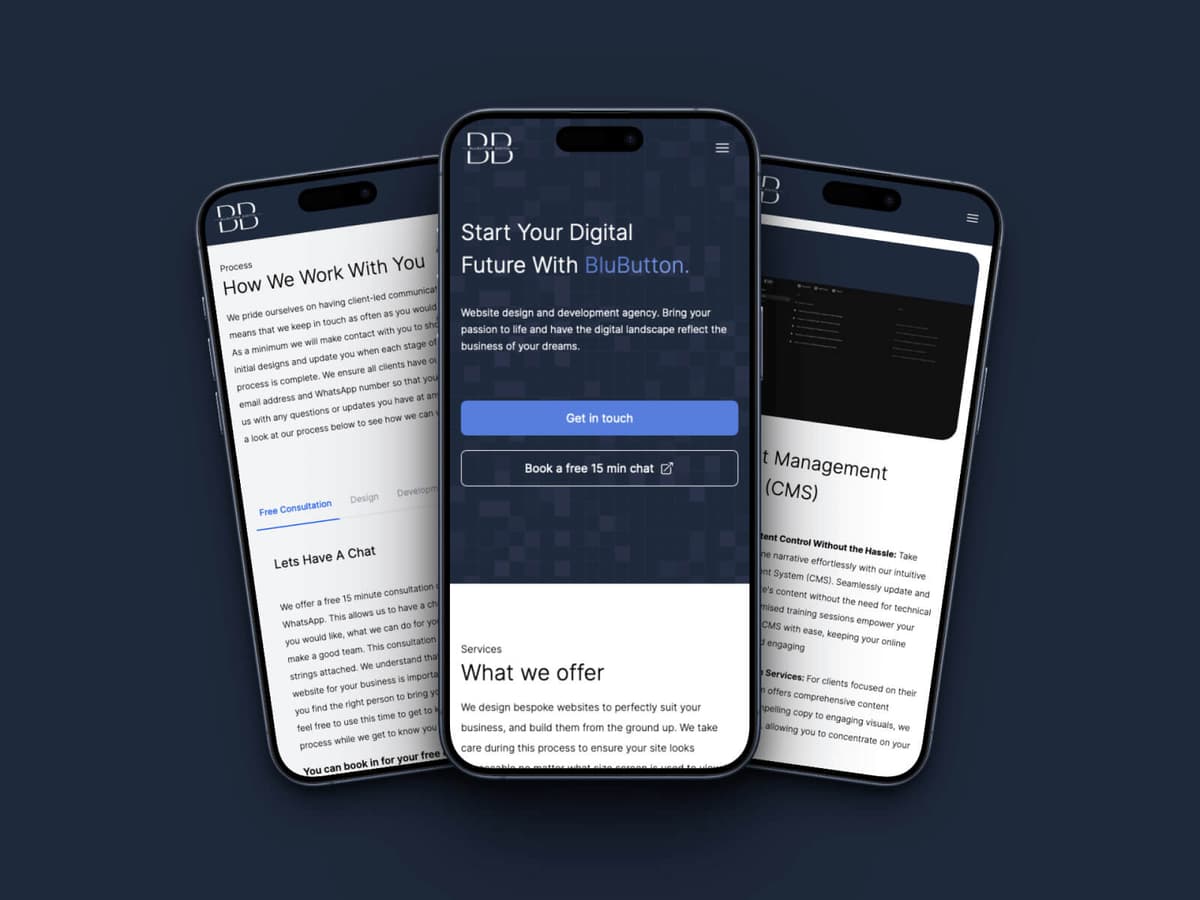 BluButton Digital agency website homepage