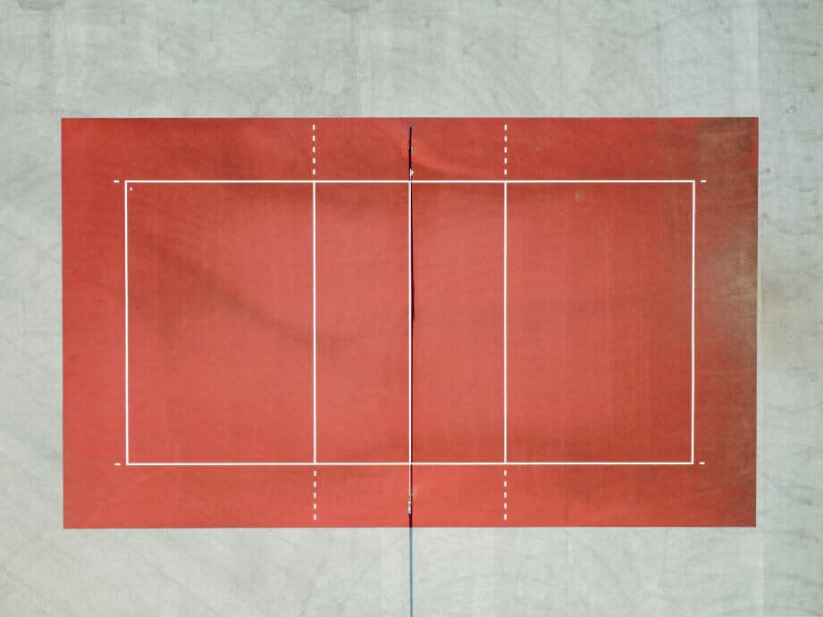 Top down phot of a volleyball court