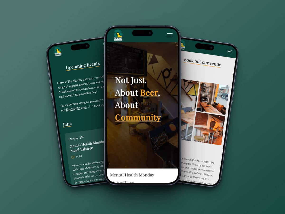 The Wonky Labrador micropub website homepage