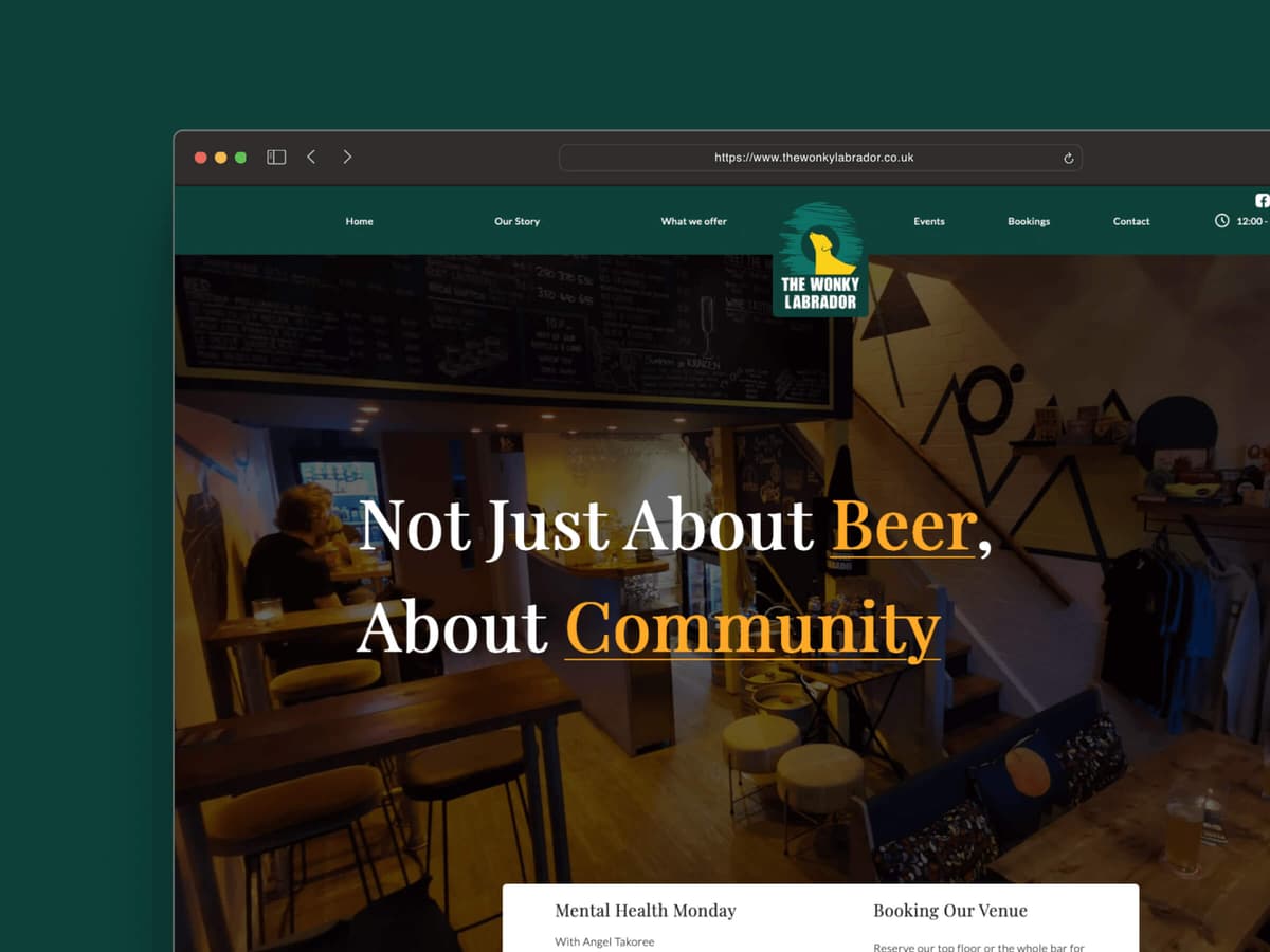 The Wonky Labrador micropub website homepage